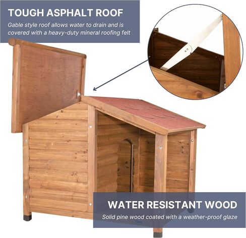 TRIXIE natura Lodge Dog House, Covered Porch, Hinged Roof, Adjustable Legs, Brown, Small in Saudi Arabia