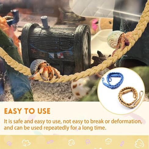2PCS Hermit Crab Climbing Toys,Hermit Crab Rope Ladder Decor Reptile Hanging Vines Toys Hermit Crab Supplies Reptiles Habitat Tank Terrarium Accessories for Lizard Leopard Gecko Tree Frog(Blue) in Kuwait