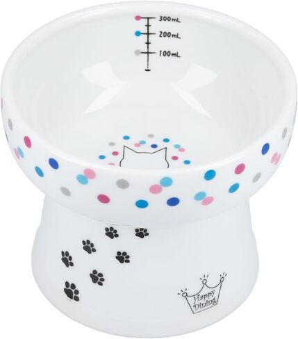 Necoichi Elevated Ceramic Cat Bowls for Indoor Cats - Raised Cat Food Bowl, Cat Water Bowl, Cute Lifted Cat Dishes for Food, Whisker Friendly, Anti-Spill Feeding for Small Pet, Kitten, 4.1" Blossom in Saudi Arabia