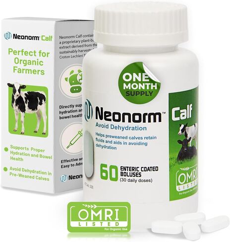 Jaguar Animal Health Neonorm Calf - Enteric Coated Supplement Boluses for Proper Hydration & Bowel Health - Plant-Based Product for Pre-Weaned Calves (60 Count) in Saudi Arabia