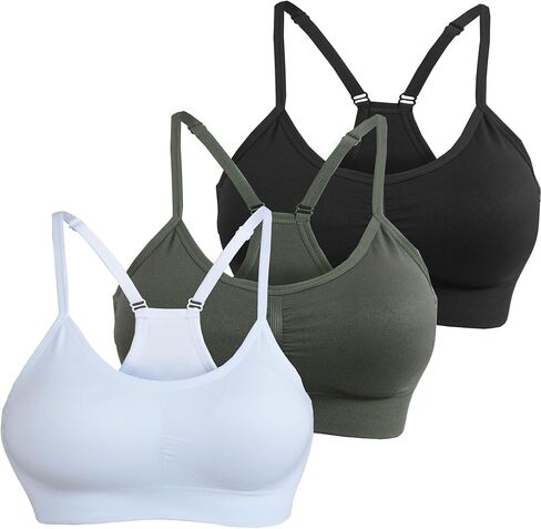 AKAMC Women's Removable Padded Sports Bras Medium Support Workout Yoga Bra 3 Pack in Kuwait
