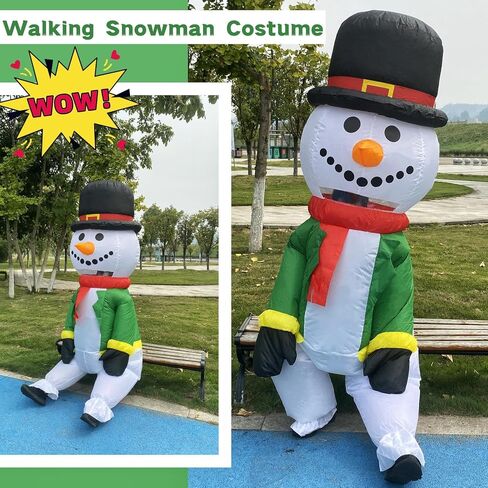 Tangcii Inflatable Christmas Costume Adult Funny Blow Up Halloween Inflatable Gingerbread Man Tree Costumes Snowman Suit in Kuwait