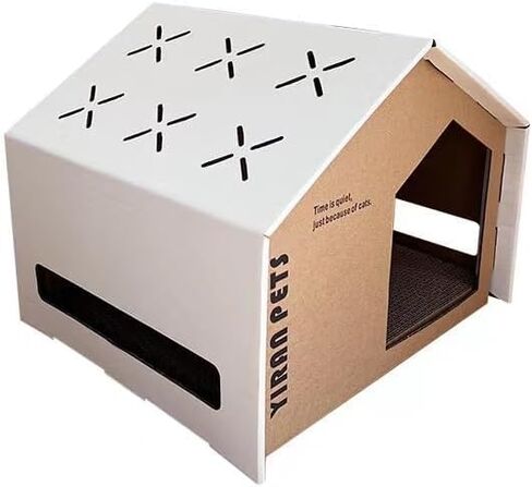 Cat Cardboard House with Scratch Pad, Cat Hideaway Playhouse with Scratching Board in Saudi Arabia