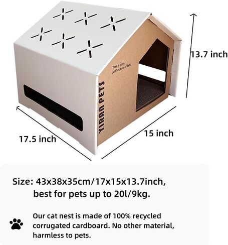 Cat Cardboard House with Scratch Pad, Cat Hideaway Playhouse with Scratching Board in Saudi Arabia