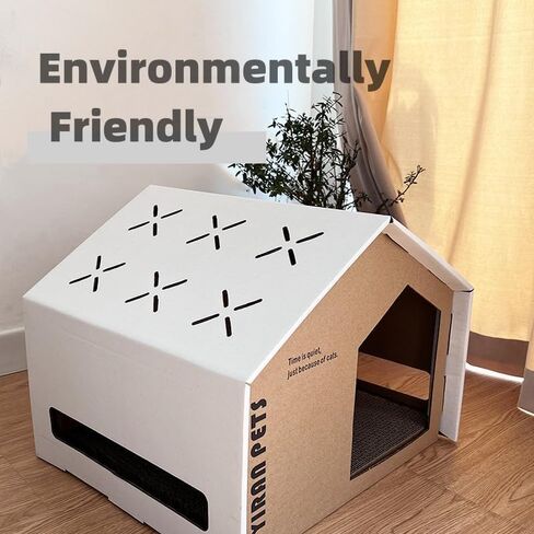 Cat Cardboard House with Scratch Pad, Cat Hideaway Playhouse with Scratching Board in Saudi Arabia