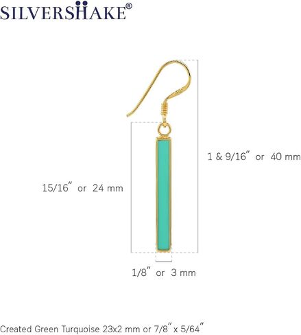 Silvershake Stone Inlay White Gold Plated or 18K Gold Plated 925 Sterling Silver Long Stick Dangle Hook Earrings Jewelry for Women in Kuwait