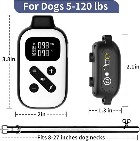 PetJoy Bark Collar with Remote, Bark and Training Collar Combo, Shock Collar for Large Dogs, Auto Bark Collar - Shock, Vibration, Beep and Auto Mode (Level 1-5), Remote Range 2800 Ft in Saudi Arabia