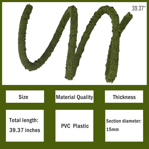 ألعاب تسلق سرطان البحر الناسك للخزان، كرمة الغابة للزواحف، زينة فرع تسلق سرطان البحر الناسك كروم الزواحف للتسلق - أخضر (خشبي، 99 * 0.7 بوصة) in Kuwait