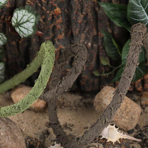 ألعاب تسلق سرطان البحر الناسك للخزان، كرمة الغابة للزواحف، زينة فرع تسلق سرطان البحر الناسك كروم الزواحف للتسلق - أخضر (خشبي، 99 * 0.7 بوصة) in Kuwait