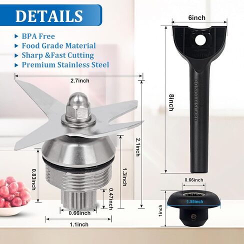 Blender Blade Replacement Part for Vitamix, Stainless Steel Blender Wet Blade Assembly Compatible with Vitamix 5200 Series 32oz and 64oz Mixer Containers Accessories Kitchen in Saudi Arabia