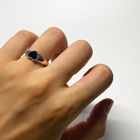 Handmade Vintage 925 Sterling Silver Black Rings for Women/Girl, Adjustable Personalized Jewelry (Black oval shape) in Saudi Arabia
