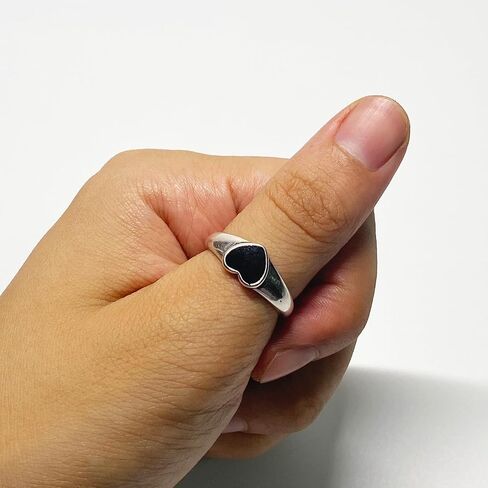 Handmade Vintage 925 Sterling Silver Black Rings for Women/Girl, Adjustable Personalized Jewelry (Black oval shape) in Saudi Arabia