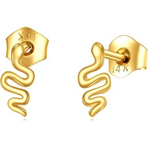 KECHO Real Gold Dragonfly Stud Earrings 14k Solid Gold Studs for Women