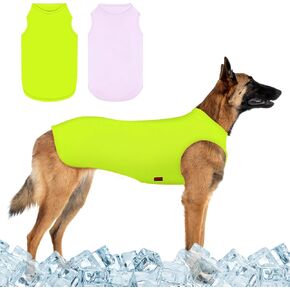 2 Pack Dog Cooling Shirts, Ice Pet Vest Dog Clothes for Instant Cooling, Lightweight Breathable Sleeveless T-Shirts for Large Dogs, Bright red+Fresh Green (XL)