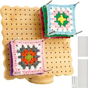 COWVTUJ Crochet Blocking Board with 20 Blocking Pins, 11" Granny Square Bamboo Blocking Board for Knitting Crochet, DIY Crochet Blocking Mats Set, Christmas Gifts for Mothers, Grandmothers