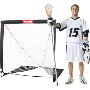 NET PLAYZ 4 x 4 x 4 Feet Lacrosse Goal Fast Install, Fiberglass Frame, Lightweight, Foldable, Portable, Carry Bag Included
