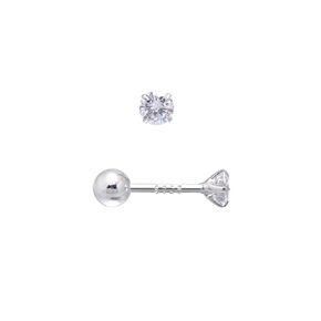 Joseph Brothers 3 MM Emerald Green Cubic Zirconia Sterling Silver Screw Back Studs Earrings for Women