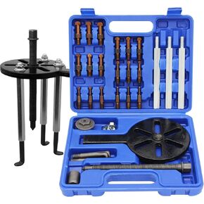 CWTRLPC 21 in1 Bearing Disassembly Puller Bearing Removal Tool Bearing Separator Gear Puller w/ 3-jaw Hooks and 6 Sizes Red Steel Inner Hole Extractor