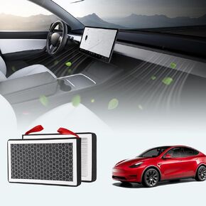 BASENOR Tesla Model 3 Model Y Cabin Air Filter HEPA Replacement Filter Activated Carbon Tesla Accessories Set of 2 2016-2023