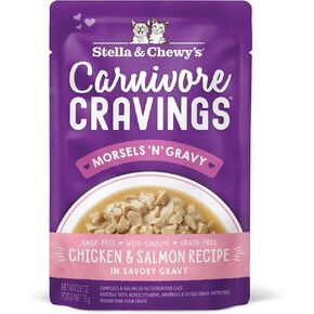 Stella & Chewy’s Carnivore Cravings Morsels & Gravy Chicken & Beef Recipe Wet Cat Food Pouches – (2.8 Ounce Pouch, Case of 12)
