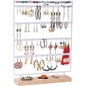 JAZUIHA Jewelry Holder Organizer 4-Tier Gold Jewelry Stand with Necklace Organizer Earring Bracelet Holder Ring Box,Hanger for Display and Storage, Room Decor,Gift for Women