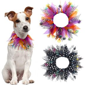 cyeollo 2 Pack Dog Costume Elastic Fancy Holiday Collars Ornaments for Pet Party Accessory Costume for Small Dogs Cats
