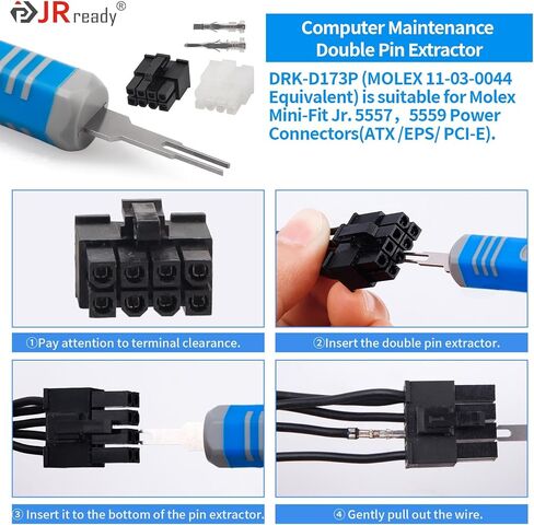 مجموعة أدوات إزالة طرفية السيارات JRready ST5253 - مجموعة أدوات مستخرج دبوس السيارة - أداة تحرير طرفية مزدوجة المستخرج مناسبة لـ AMP Superseal 1.5، Metri Pack، موصل MX150 in Kuwait
