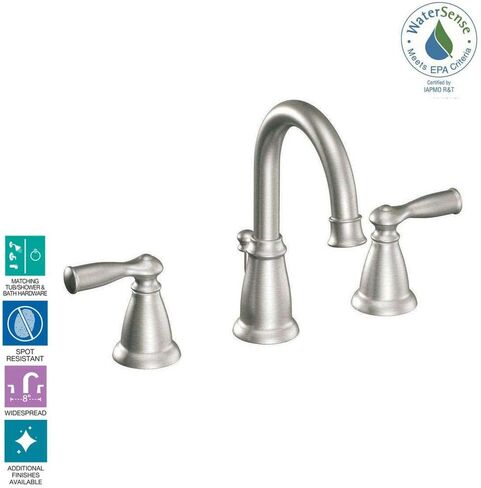 Moen WS84924 Banbury Two-Handle High Arc Bathroom Faucet, No Size, Chrome in Saudi Arabia