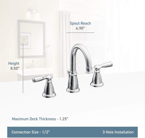 Moen WS84924 Banbury Two-Handle High Arc Bathroom Faucet, No Size, Chrome in Saudi Arabia