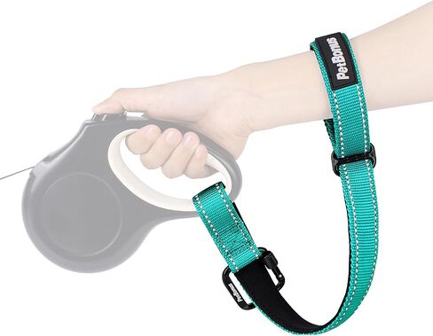 PetBonus Dog Leash Wrist Strap, Safety Strap for Retractable Leash, Lockable Reflective Short Dog Lead with Adjustable Soft Padded Handle for Walking, Extra Layer Security for Pet Stroller (Black) in Saudi Arabia