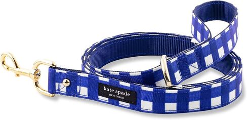 Kate Spade New York 4.5ft Dog Leash, Heavy Duty Leash for Female or Male Dogs, Cute Pet Leash with Gold Metal Hardware, Long Dog Lead for Small and Medium Breeds (Navy Gingham) in Saudi Arabia