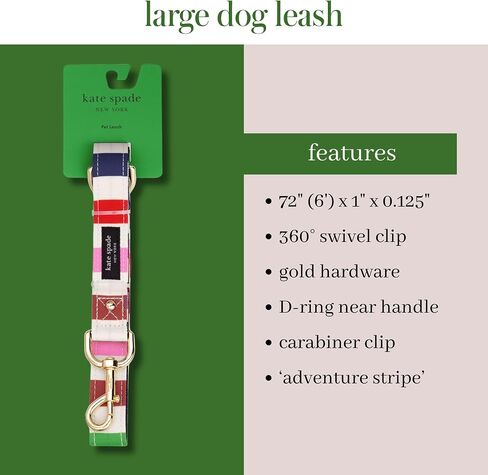 Kate Spade New York 4.5ft Dog Leash, Heavy Duty Leash for Female or Male Dogs, Cute Pet Leash with Gold Metal Hardware, Long Dog Lead for Small and Medium Breeds (Navy Gingham) in Saudi Arabia