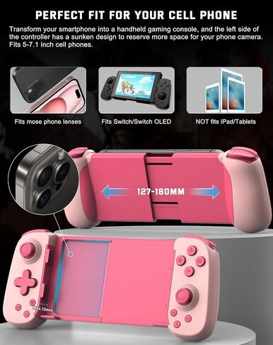 Joso Wireless Phone Controller for iPhone/Android, Mobile Game Controller with Hall Joystick Suitable for Xbox Cloud Gaming, PS Remote Play, Steam Link, Call of Duty & More - Gray in Kuwait
