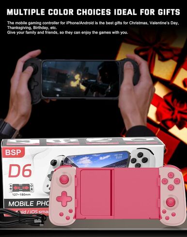 Joso Wireless Phone Controller for iPhone/Android, Mobile Game Controller with Hall Joystick Suitable for Xbox Cloud Gaming, PS Remote Play, Steam Link, Call of Duty & More - Gray in Kuwait