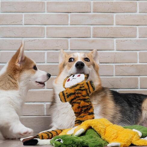 Nocciola 5 قطع ألعاب تصدر صوتًا مجعدًا للكلاب مع طبقة مزدوجة من القماش المقوى، ألعاب قطيفة متينة للكلاب، مجموعة ألعاب للكلاب بدون حشو للكلاب الصغيرة والكبيرة (5 قطع 45 صرير، سلسلة الغابة 4) in Kuwait