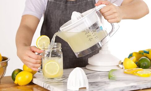 Dash Dual Electric Citrus Juicer Machine - Orange Juicer and Lemon Squeezer with Auto-Reversing Reamer, Adjustable Pulp Control, Mess-Free Spout, 20 oz Juice Container-Lime Squeezer for Home-White in Kuwait