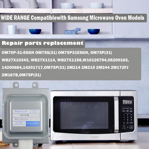 WB27X10516 OM75P-31 Microwave Magnetron Compatible with Samsung Whirlpool GE Tube Compatible OM75S(31) OM75P31ESGN, OM75P(31) WB27X10343, WB27X1114, WB27X1156,W10126794,05200163,14200684,14201717 in Kuwait