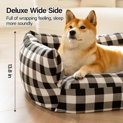MEWOOFUN Dog Couch Bed for Large Medium Dog, Fancy Canvas Dog Bed with Removable Washable Cover, Cuddler Dog Bed with Non-Slip Bottom, Durable Dog Bed with Bolster for Crate Kennel (Grey) in Saudi Arabia