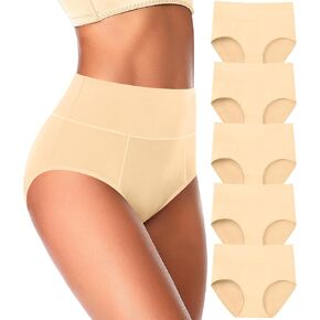 ASIMOON Underwear for Women Cotton Tummy Control High Waisted Plus Size Full Coverage Panties Brief Boyshort Ladies Pack in Kuwait