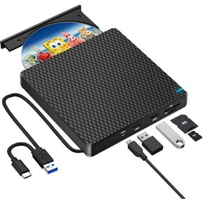 Guamar External CD DVD Drive Superdrive for Apple, Aluminum Alloy Slot-in USB CD/DVD Burner, Portable CD Reader DVD Player Writer, Optical Disk Drive for Laptop Mac PC MacBook Windows Linux