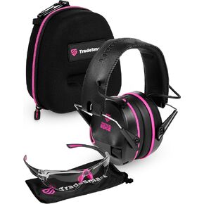 TradeSmart Complete Shooting Eye and Ear Protection: Electronic Earmuffs for Shooting, Range Glasses & Hard Carrying Case