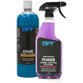 Optimum ONR and BRS - Big Red Sponge Car Cleaning Kit, 32 oz. No Rinse Wash and Shine and Car Wash Sponge for Detailing Cars, Trucks, Motorcycles, RV's and More