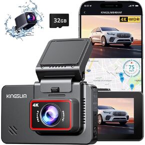 Kingslim D4PRO Dash Cam Front and Rear - 4K + 2K Dual Car Dashcam with WiFi GPS Dash Camera, Optional Inside Recording, Voice Control, Type C, Support 256GB Max