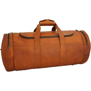 Jony Vintage 20 inch Handmade Vintage Leather Duffle bag for men Genuine Travel Luggage Overnight weekender Gym Sports Bag for Men and Women.