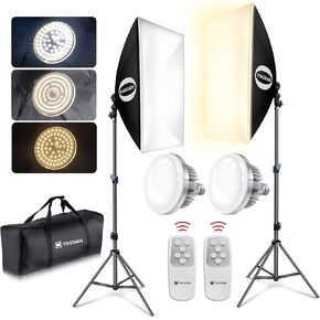 Softbox Photography Lighting Kit, 27 x 20 inches Photo Studio Equipment & Continuous Lighting System with 40W 8000K LED Bulbs Professional Studio Lighting