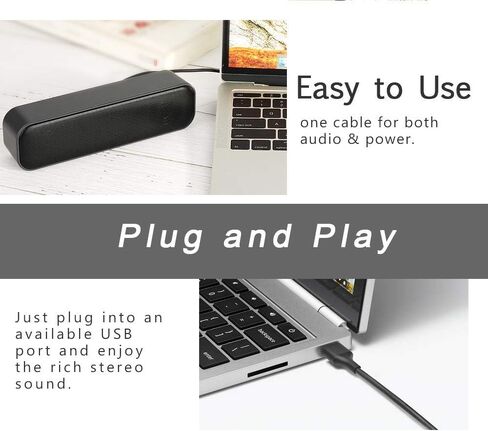 USB Computer Speaker,USB Powered Mini Soundbar Speaker,Laptop Stereo Speakers with Space Saving Design for Computer Laptop Desktop PC Dorm Offce Desk Restaurant in Saudi Arabia