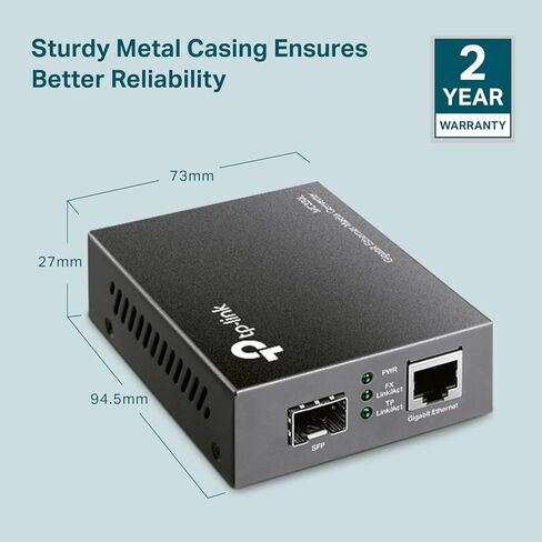محول الوسائط TP-LINK MC220L Gigabit، فتحة RJ45 بسرعة 1000 ميجابت في الثانية إلى 1000 ميجابت في الثانية SFP تدعم وحدات MiniGBIC، هيكل قابل للتركيب (مجدد معتمد). in Saudi Arabia