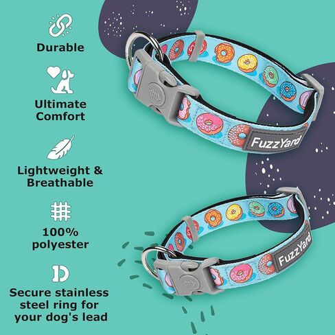 FuzzYard Savanna Dog Collar | Size M | Comfortable Neoprene Pet Collar for Everyday Walking & Training | Ideal Fit for Medium Dogs in Kuwait