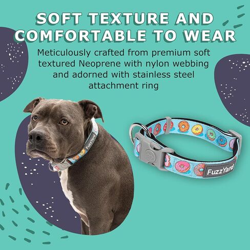 FuzzYard Savanna Dog Collar | Size M | Comfortable Neoprene Pet Collar for Everyday Walking & Training | Ideal Fit for Medium Dogs in Kuwait