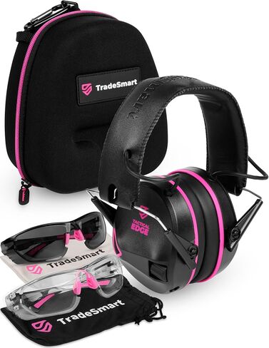 TradeSmart Complete Shooting Eye and Ear Protection: Electronic Earmuffs for Shooting, Range Glasses & Hard Carrying Case in Kuwait